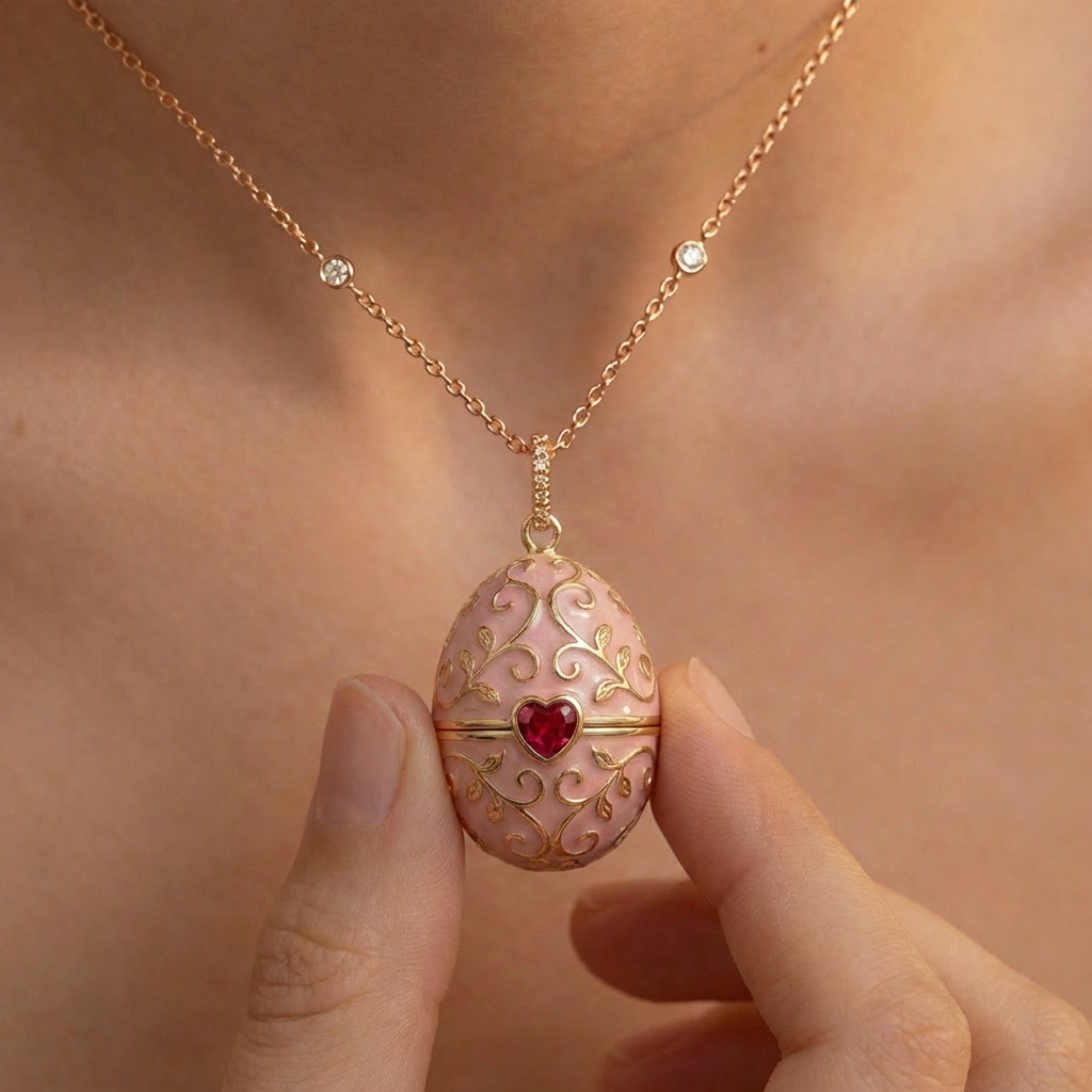 New pink-toned colorful necklace with openable design, Mother's Day gift niche necklace