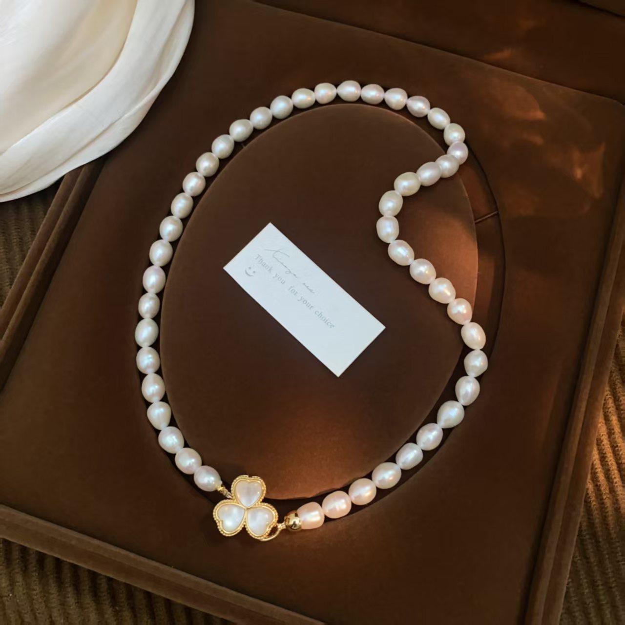 8-9mm large-size natural freshwater pearl clover necklace for women, collarbone chain, neck chain