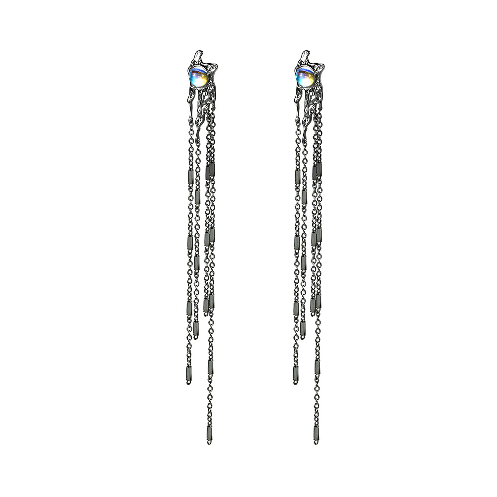 New Irregular Tassel Long Earrings Women's Ear Studs Ear Accessories Live Stream