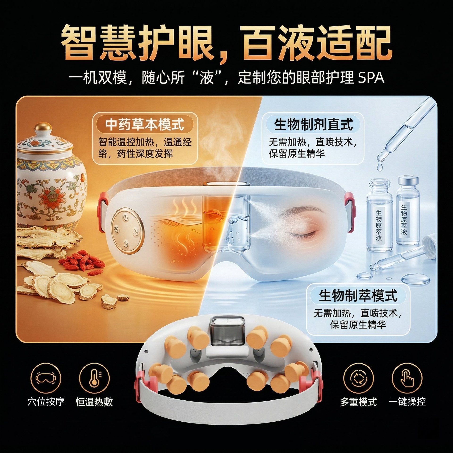 New Eye Steam Atomizer Constant Temperature Hot Compress Eye Care Device Wireless Bluetooth Eye Massager Offline View