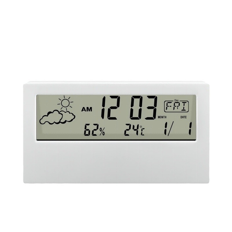 Temperature and Humidity Clock, Weather Display, Night Light Small Alarm Clock, Transparent Electronic Alarm Clock