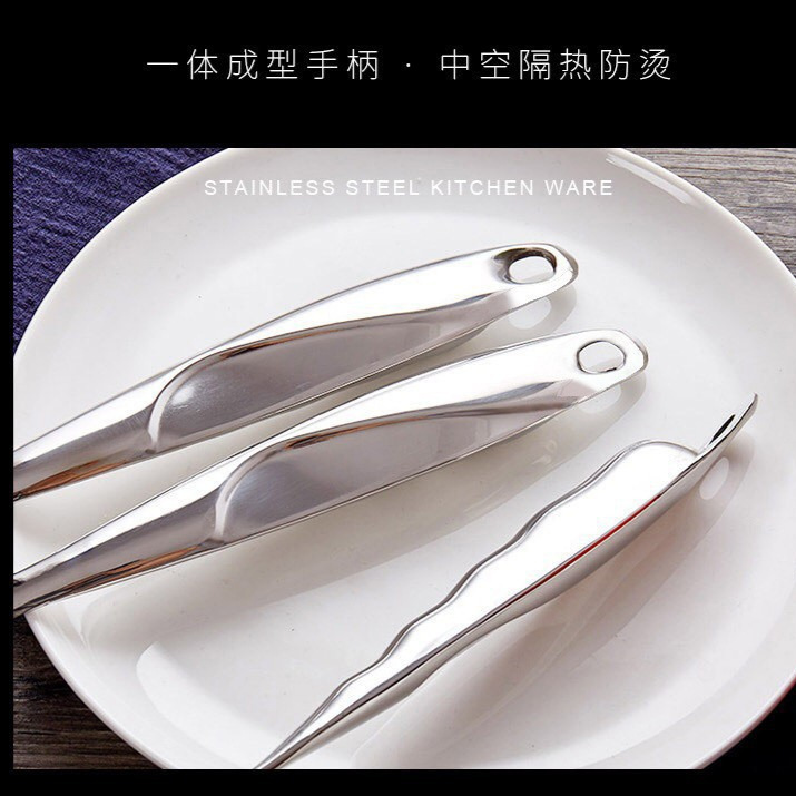 201 hollow handle stainless steel kitchenware S-shaped spatula set, slotted spoon, soup spoon, frying spatula, noodle spatula, wok spatula