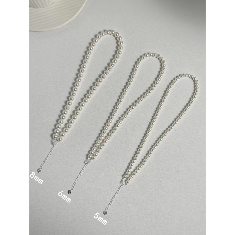 2mm extra small round round flawless strong light pearl sterling silver necklace women's fine clavicle chain 2024