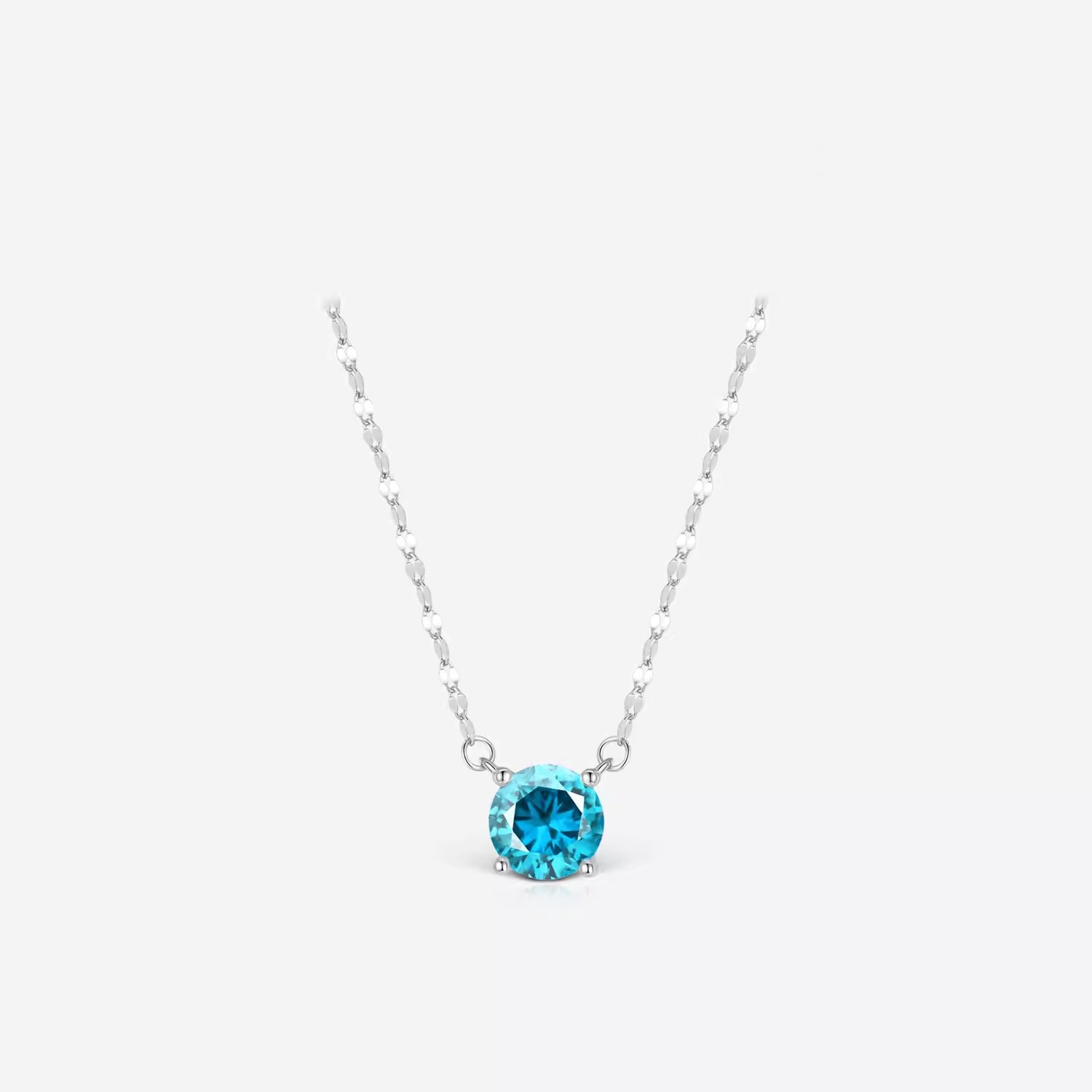Lip chain nose shit diamond necklace neck drop of tears four-prong mini single diamond sea blue zircon pendant锁骨 chain