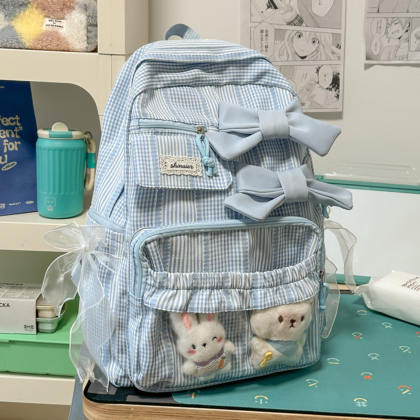 Bow Backpack for Women New Campus Sweet Girl Commuter Backpack Large Capacity Double Shoulder Bag