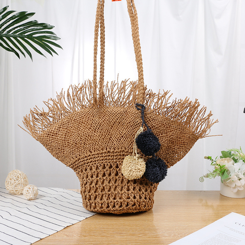2026 new straw woven beach bag, summer fairy woven shoulder bag, vacation handbag