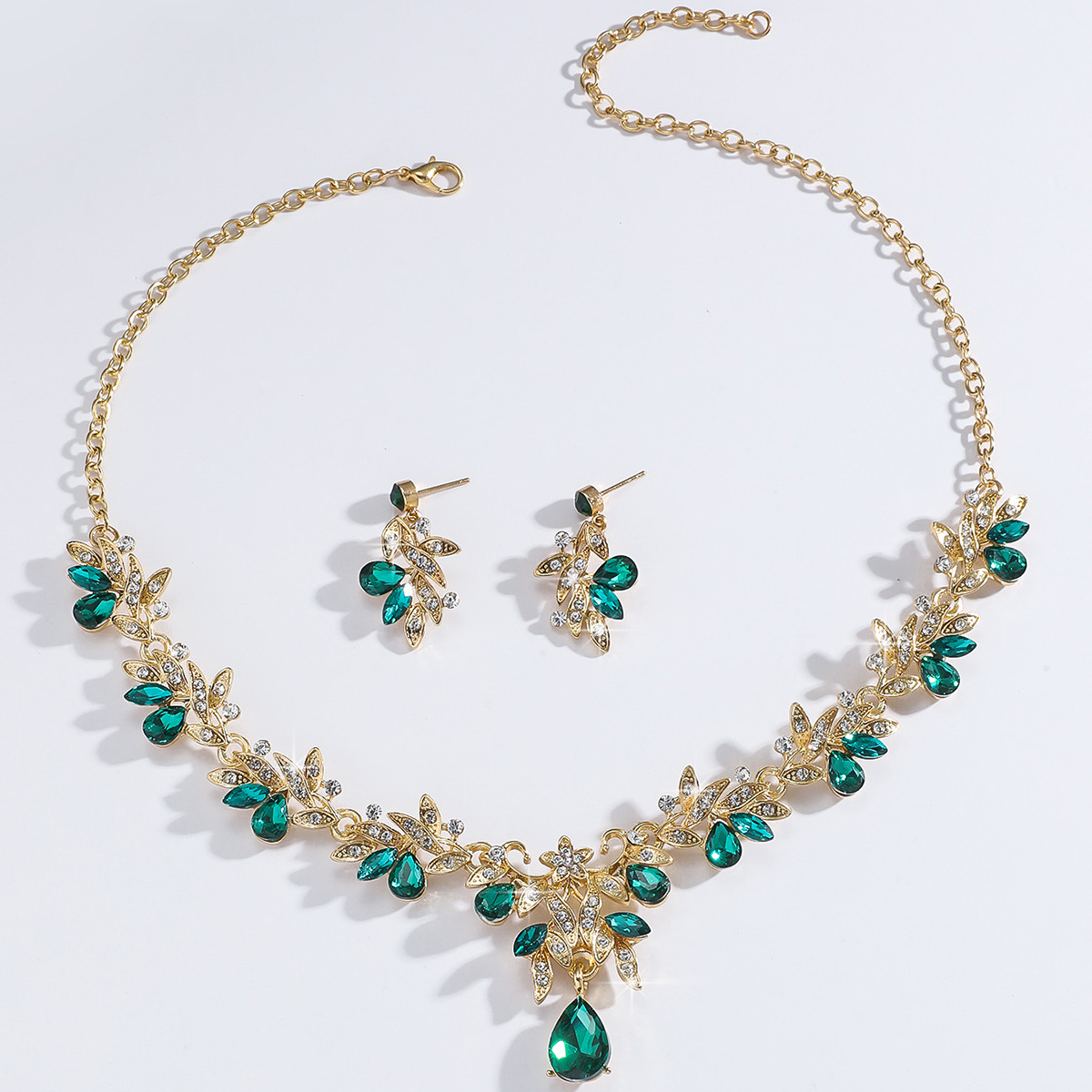 Jewelry Set Multicolor Necklace Earrings Two-Piece Wedding Banquet Accessories