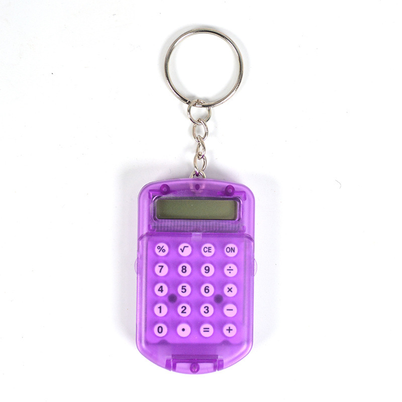 Transparent Mini Calculator Pocket Flip Calculator Student Portable Keychain Pendant Calculator