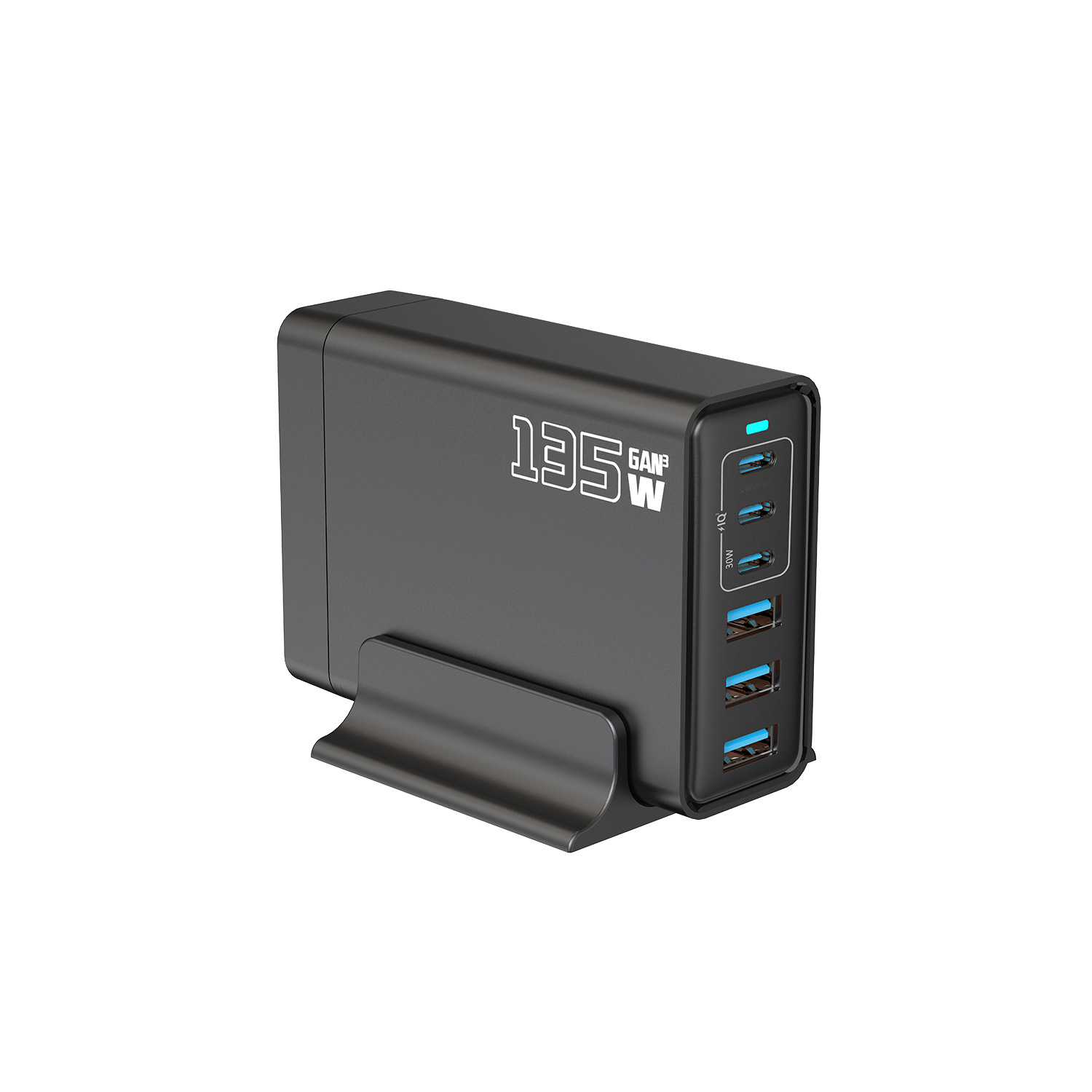 135W GaN Charger Multi-Port USB Charger PD Fast Charging 135W Phone Laptop Desktop Charging Station