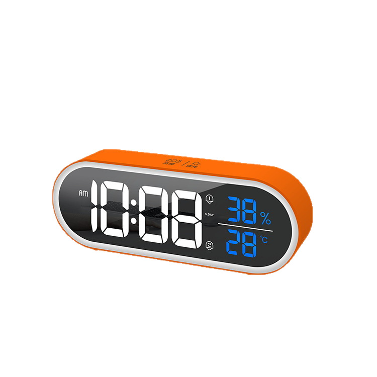 Mirror digital display small alarm clock temperature and humidity meter LED mirror table clock smart music clock