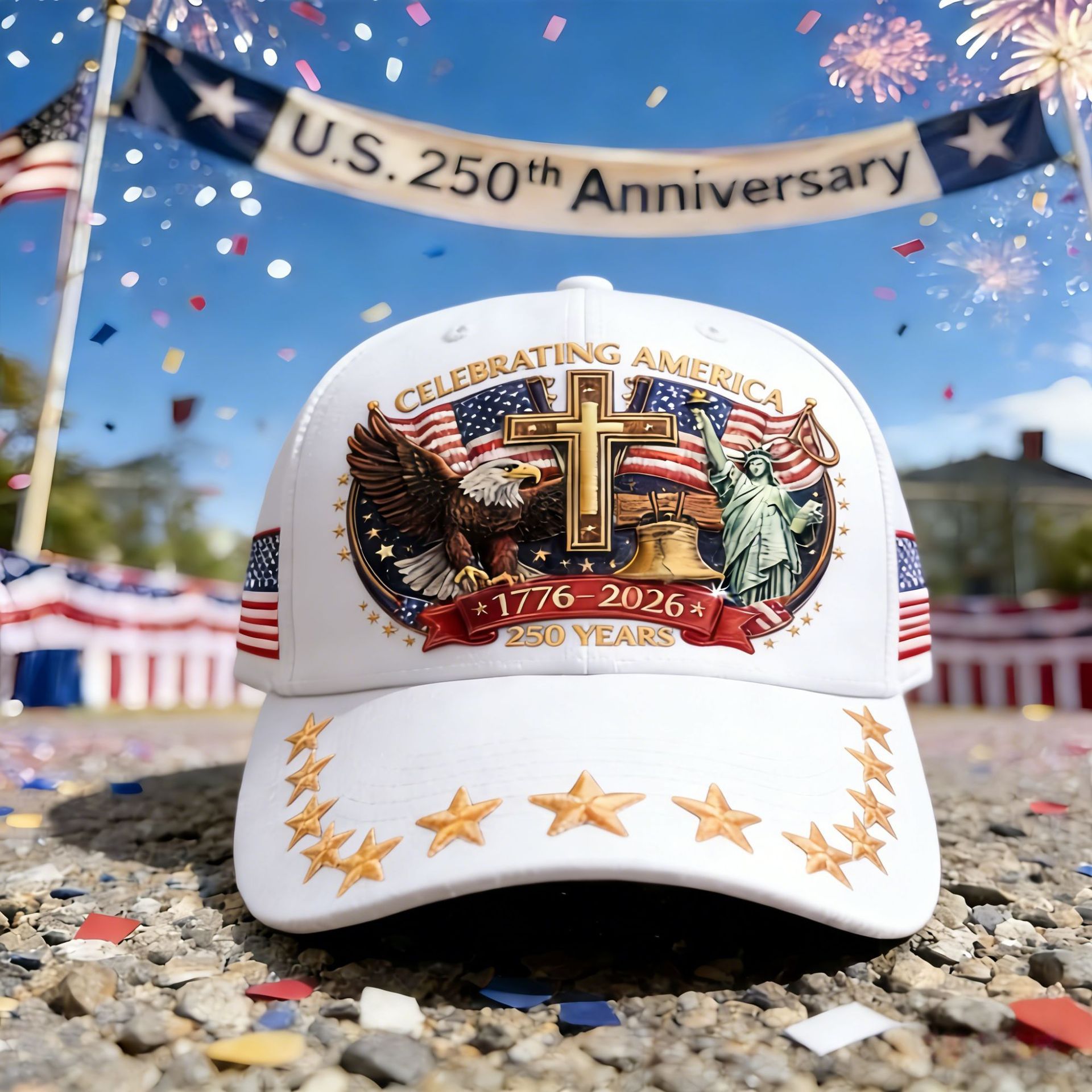 New Embroidered US 250th Anniversary Hat Printed Baseball Cap 250th Anniversary