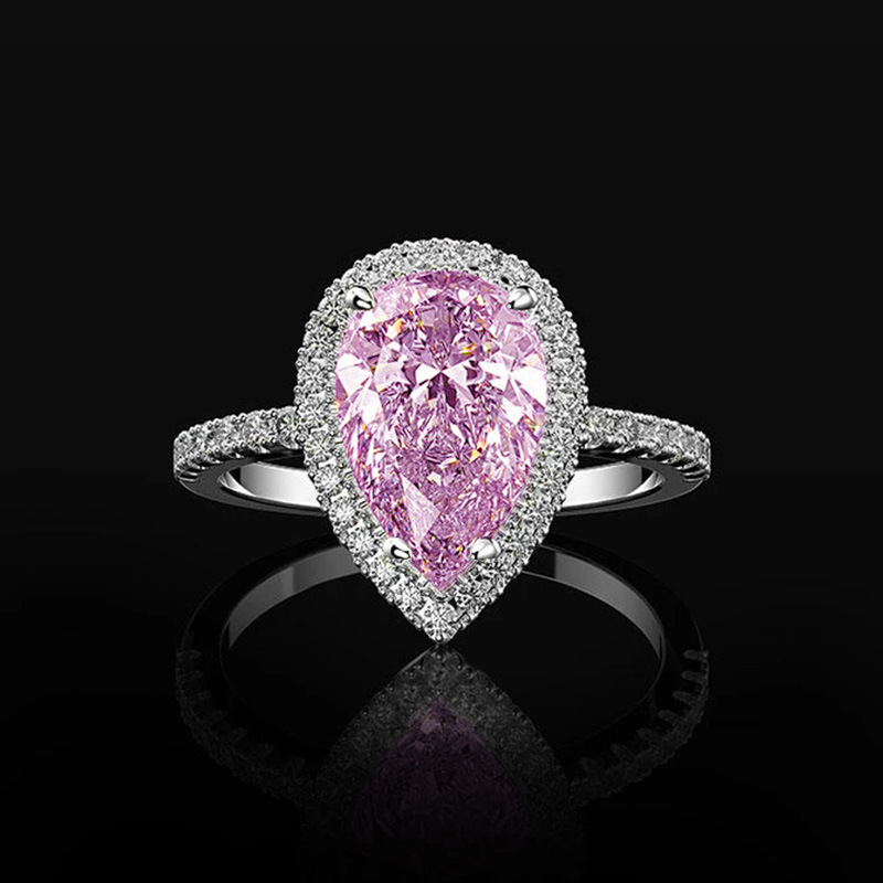 Cao Shi Jewelry Shining Teardrop Zircon Wedding Ring Women's Wedding Jewelry