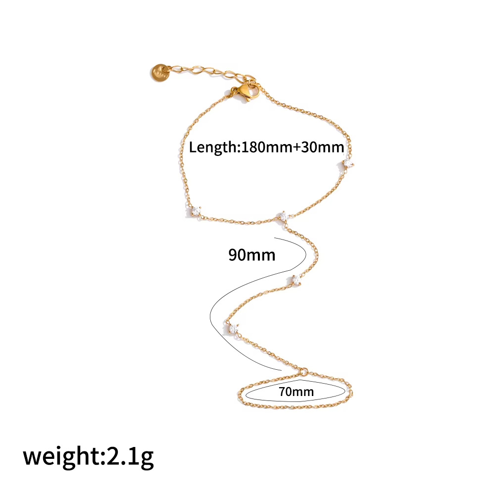 Simple women hand jewelry stainless steel finger chain ring integrated 18k gold chain