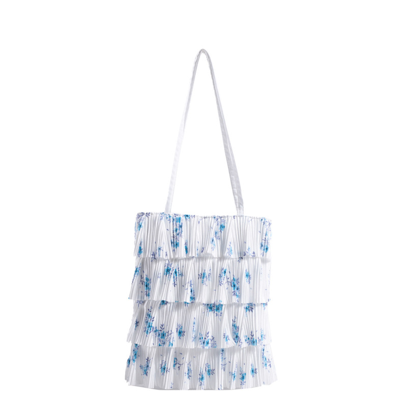 Women's Bag New Pleated Tote Bag Solid Color Tassel Cake Skirt Bag Small Fresh Underarm Shoulder Bag Crossbody
