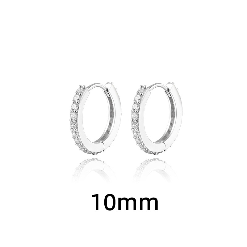 Full Diamond Zircon Ear Cuff Two-Tone Geometric Row Earring Stackable Zircon Circle Earring