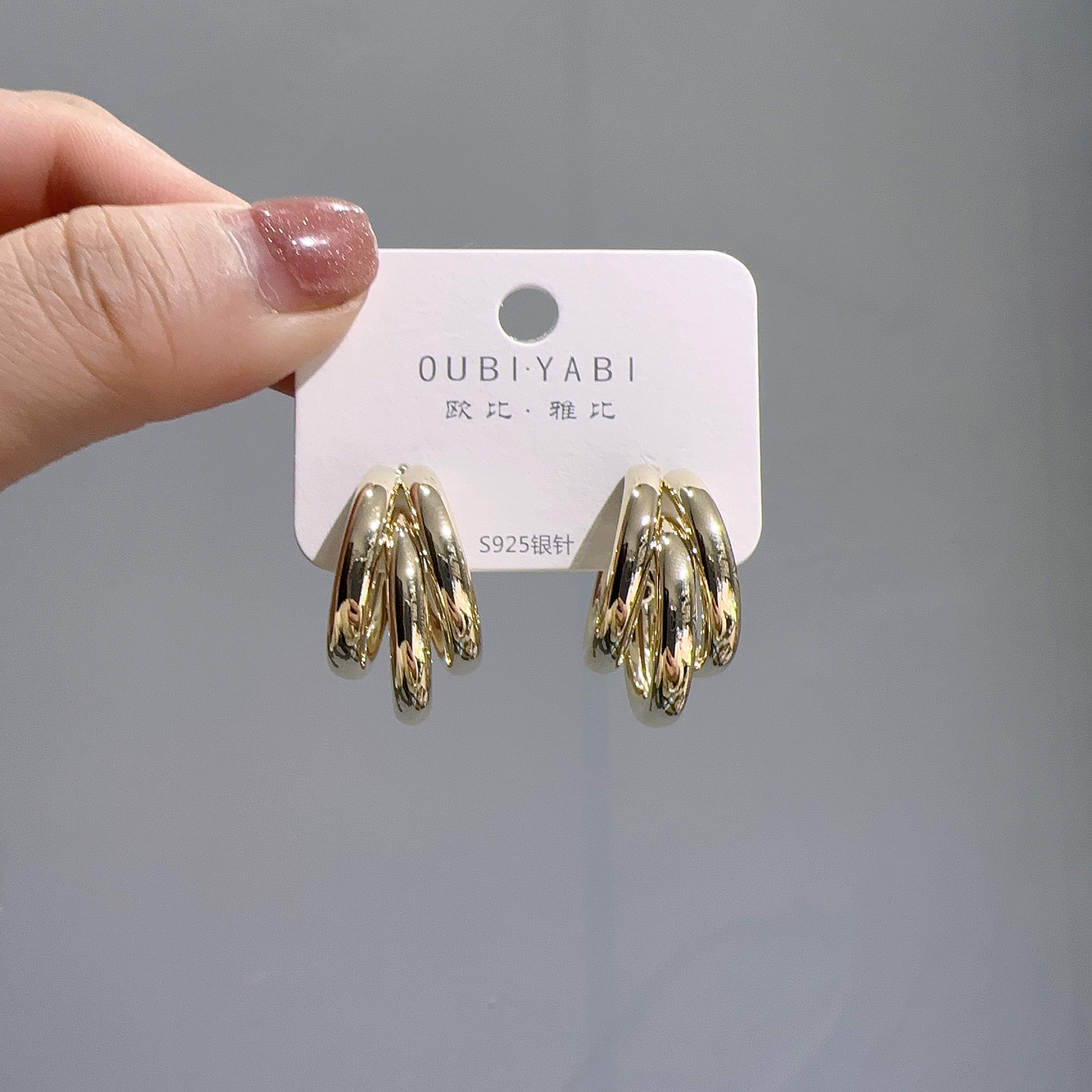 Oubiyabi New Sweet Exaggerated Japanese-Korean Three-Layer Earrings 5057