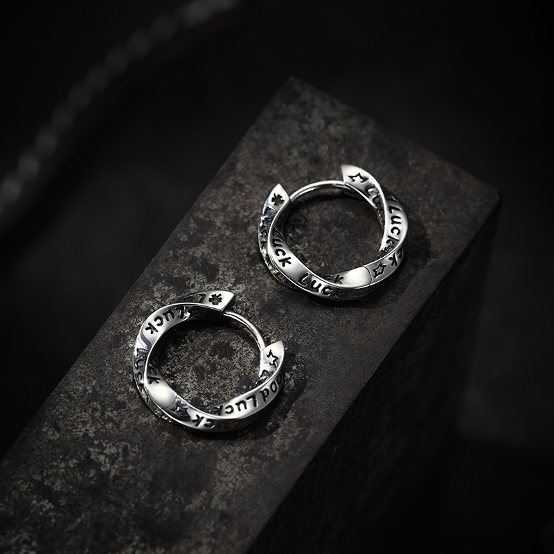 Mobius plain circle earrings for men, handsome ear studs earrings ear hoop ear jewelry
