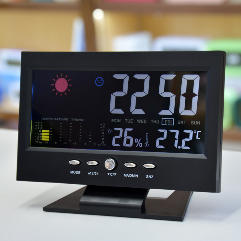 Smart Large Screen Perpetual Calendar Color Screen Weather Forecast Temperature and Humidity Electronic Clock Voice Control Alarm Clock Weather Clock