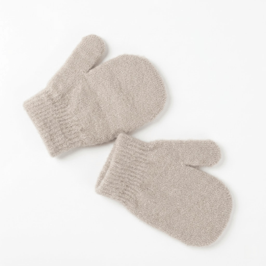 Winter Children's Crystal Velvet Warm Gloves Fleece-Lined Thickened Baby Full-Wrap Connected Anti-Scratch Gloves
