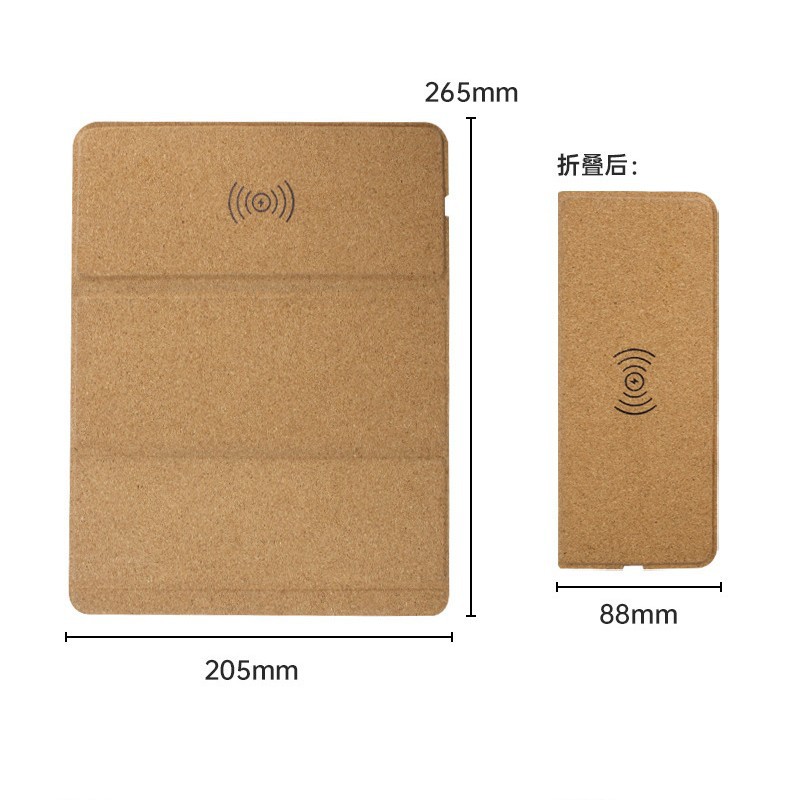 Foldable 15W wireless charger mouse pad desktop cork wood wireless fast charging leather mouse pad wireless charger