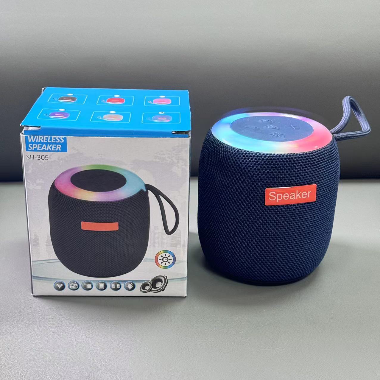 Bluetooth outdoor cycling speaker RGB light wireless card slot ambient light desktop speaker outdoor speaker fabric