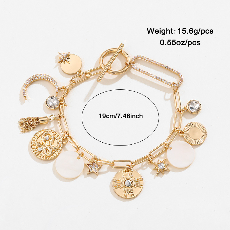 Kenjie original design ancient coin pendant for women, starry magic necklace bracelet earring set for women