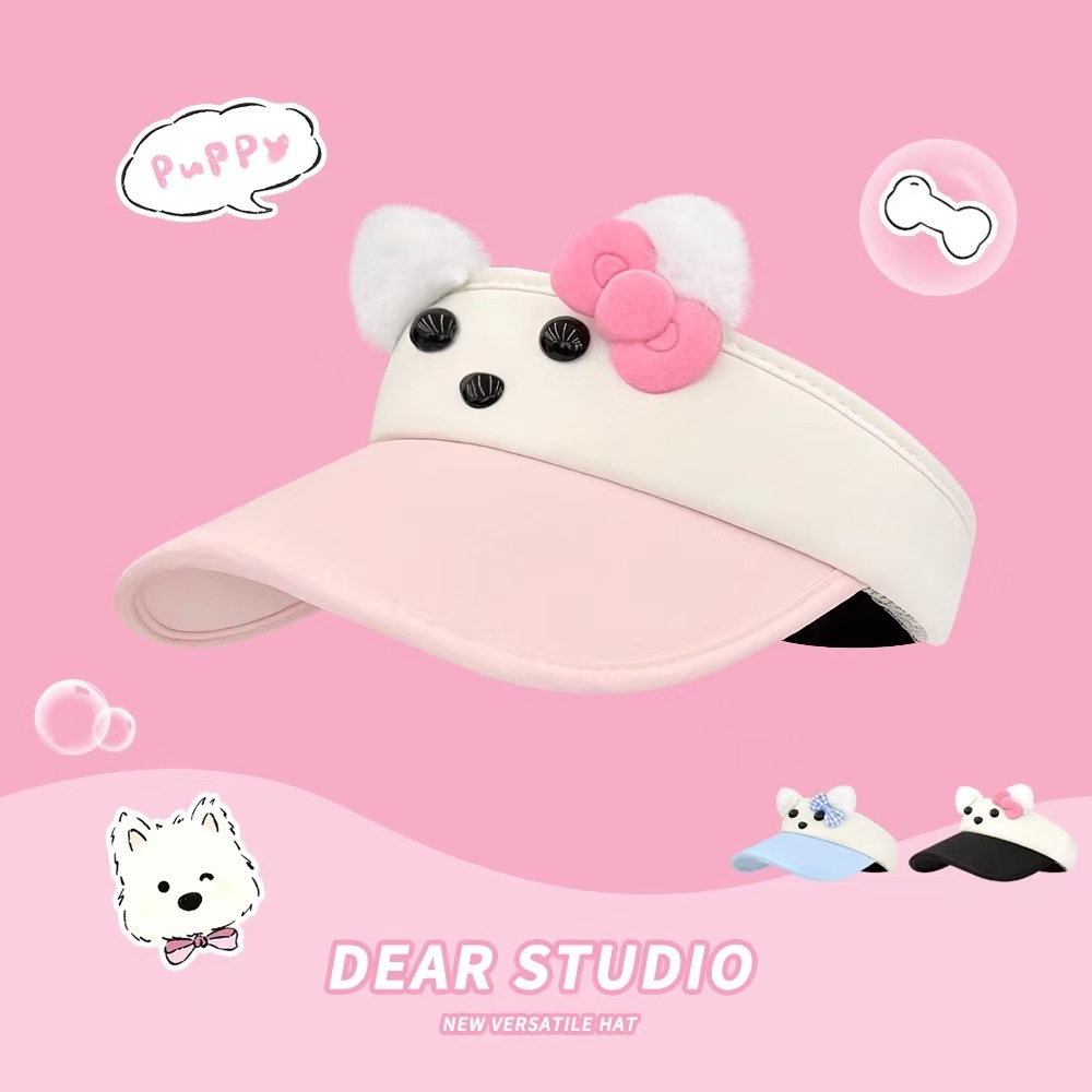 HelloKitty Sun Protection Hollow Top Hat, Cute Sunshade Hat, Face Slimming, Cartoon Kitty Cat, Face Slimming Hat
