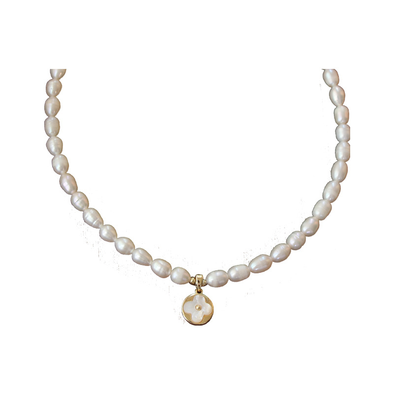 Zhuji natural freshwater pearl necklace for women, designer four-leaf clover pendant, collarbone chain
