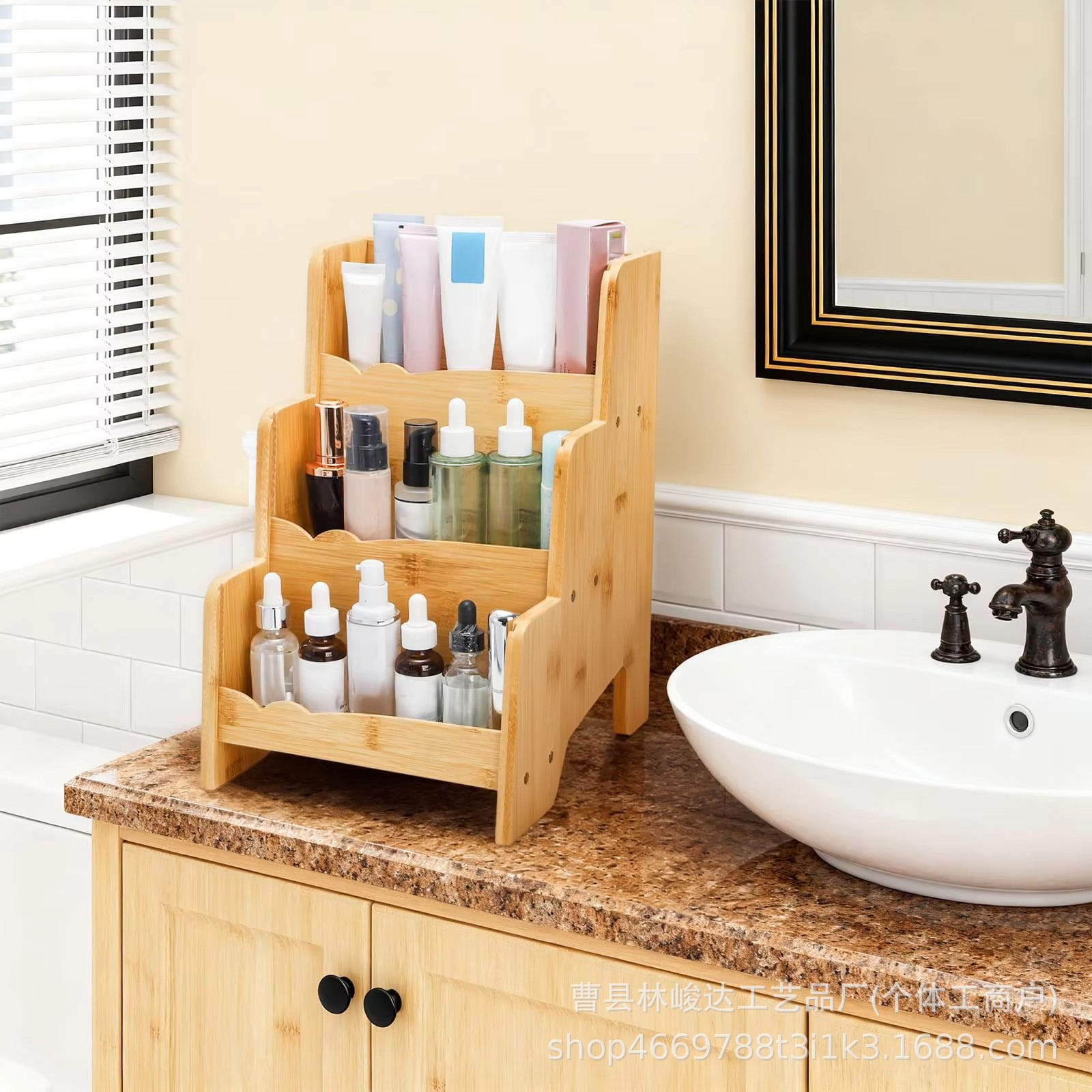 Kitchen seasoning bottle organizer three-layer countertop pepper jar storage rack bathroom countertop toiletries storage