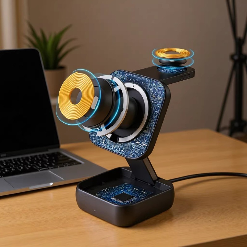 New folding magnetic three-in-one bedside desktop phone charging stand wireless charger phone charger