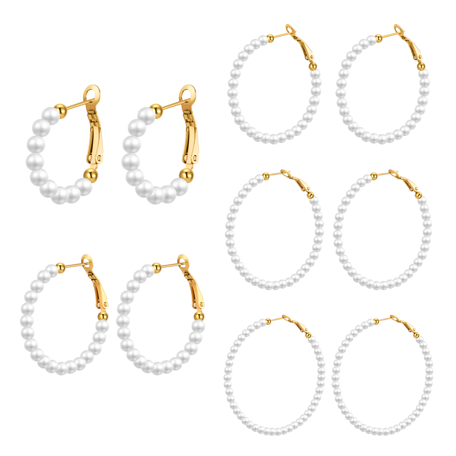 Stainless Steel Accessories Imitation Pearl C-Shape Earring Titanium Steel Earring Accessories Style Women's Gold Ear Stud