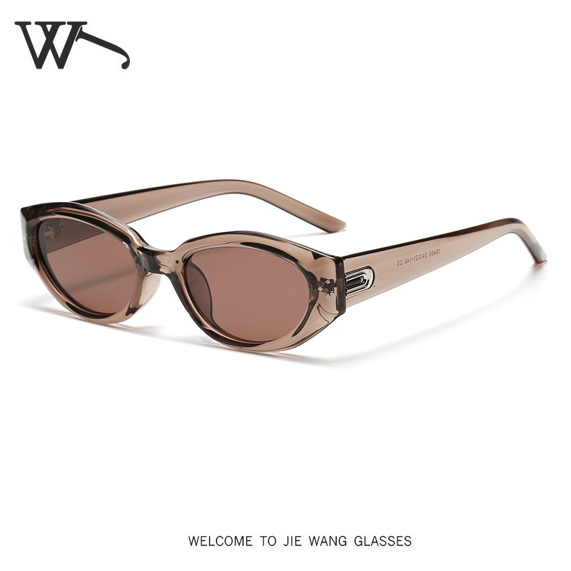 New brown small frame polarized sunglasses for women, oval sunshade sunglasses for men