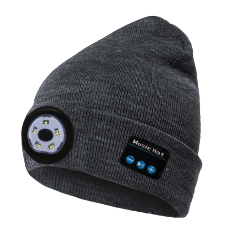 Wireless Bluetooth Headset LED Lamp Hat Night Running Lighting Red Blue Flashing Warning Light Hat Outdoor Night Running