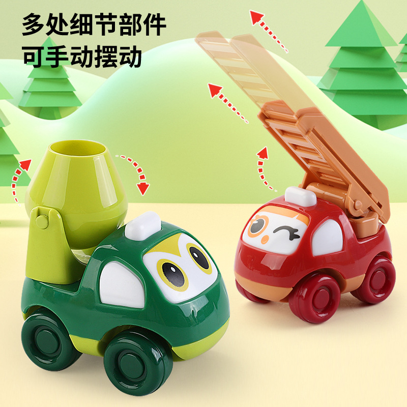 Cute Engineering Vehicle Car Cartoon Inertia Pull-Back Car Toy Children's Baby Kindergarten Gift Street Stall Wholesale