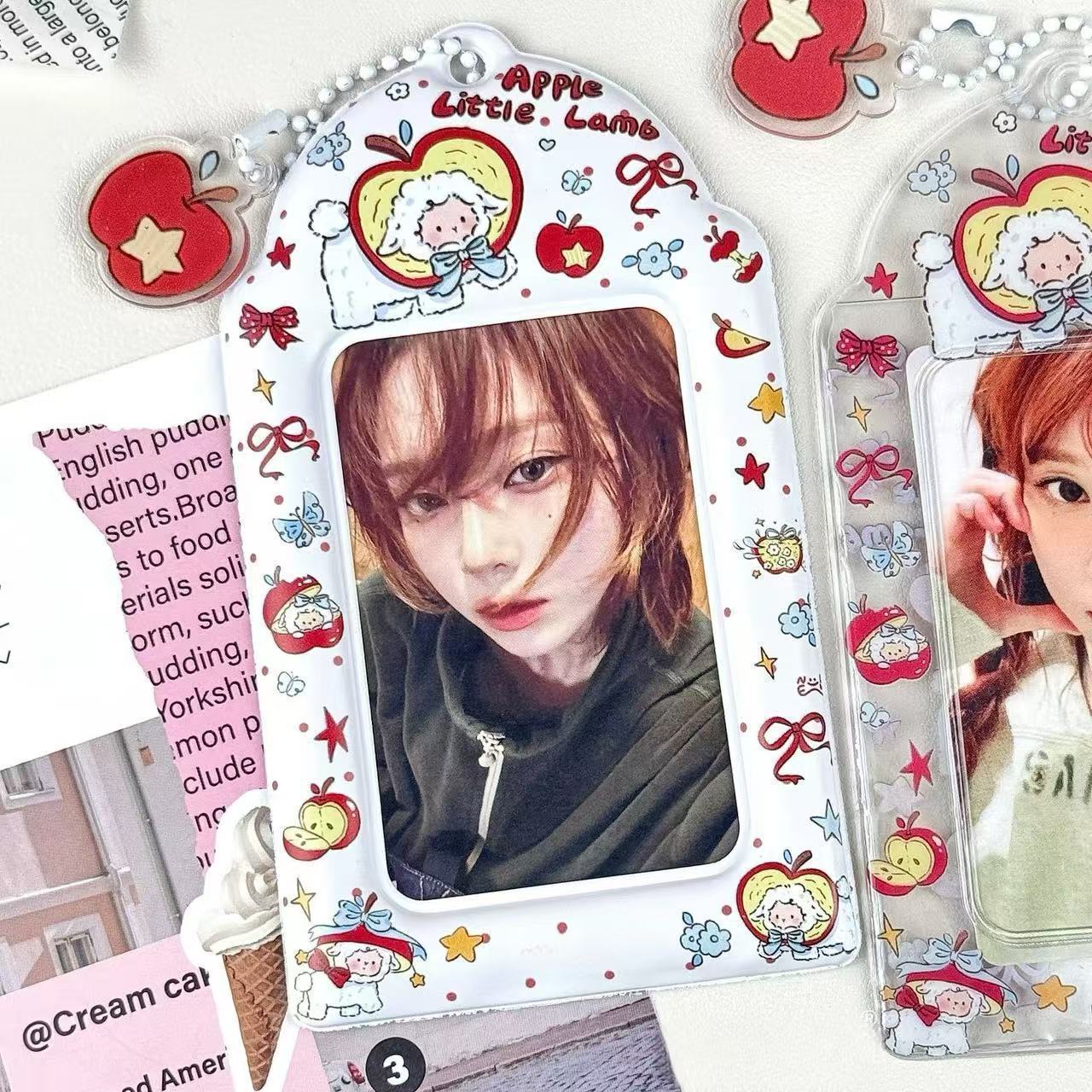Idol 3-inch card display original apple sheep PVC card sleeve campus meal card storage card bag pendant