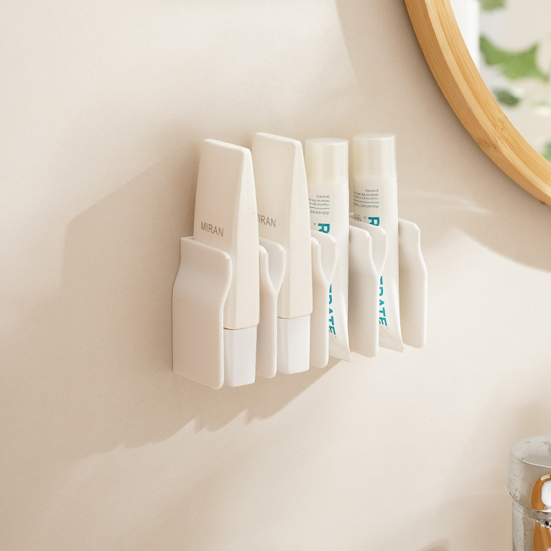 Wall-Mounted No-Drill Bathroom Facial Cleanser Storage Rack Cosmetic Organizer Mirror Cabinet Toothpaste Drain Holder