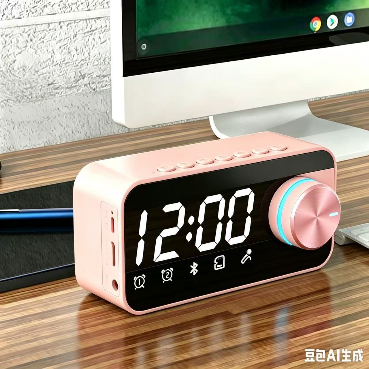 New Bluetooth Speaker Smart Clock Alarm Small Speaker Wireless Portable Outdoor Bass Loud Volume