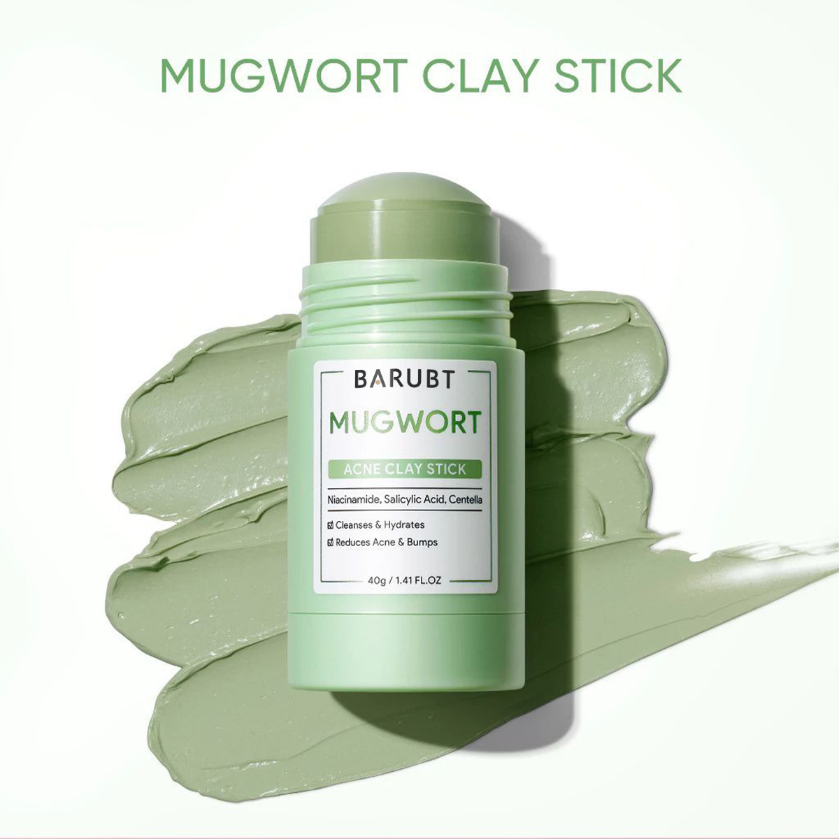 BARUBT Mugwort Mud Mask Stick Deep Cleansing Gentle Blackhead Removal Repair Facial Mask