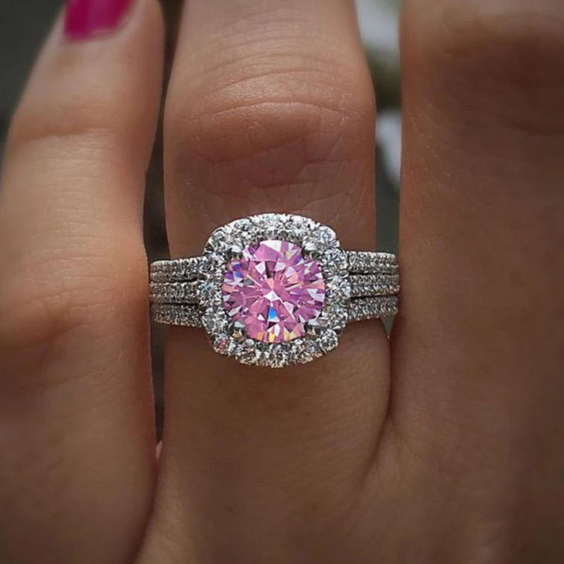Cao Shi New Ring Full Diamond Zircon Copper Jewelry Wedding Exchange Ring