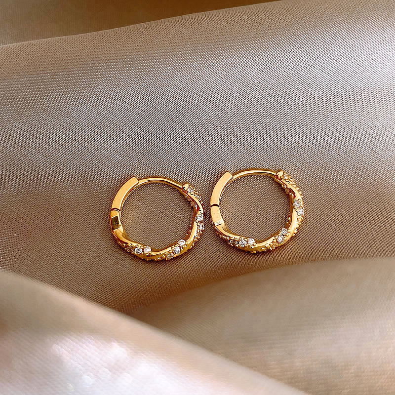 Circle Zircon Earrings 2024 New Niche Unique Earrings for Women Gold Plain Circle Ear Cuff Ear Hoops