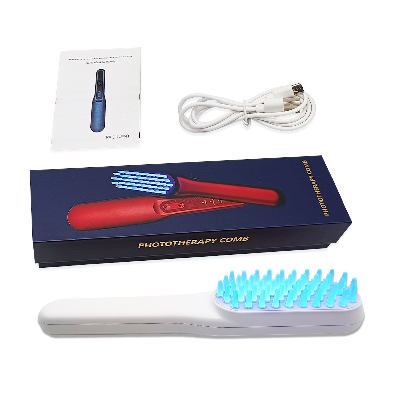 Electric Massage Comb Red and Blue Light Vibrating Hair Styling Comb Head Massager Scalp Care Hair Growth Comb Custom