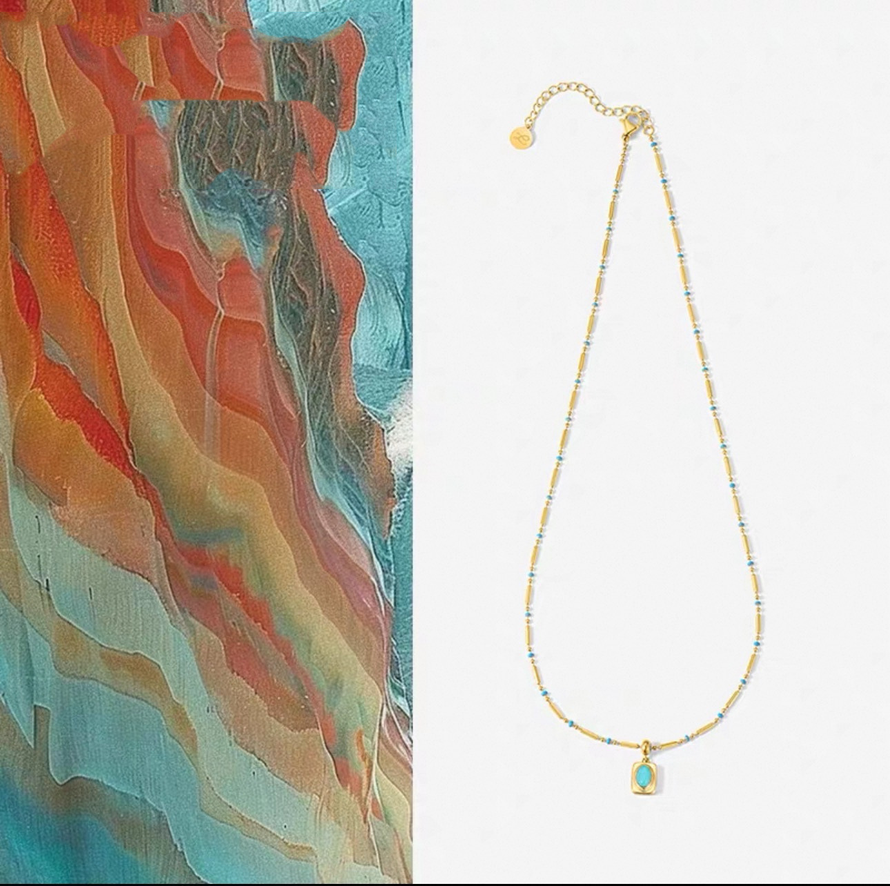 Red agate turquoise bead titanium steel necklace niche accessories women's accessories neck chain collarbone chain