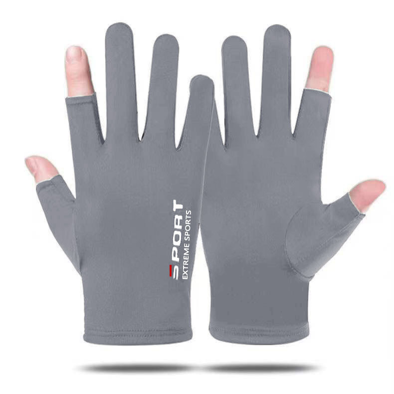 Driving fishing gloves half finger ice silk non-slip gloves breathable sunscreen fitness cycling express quick-drying gloves