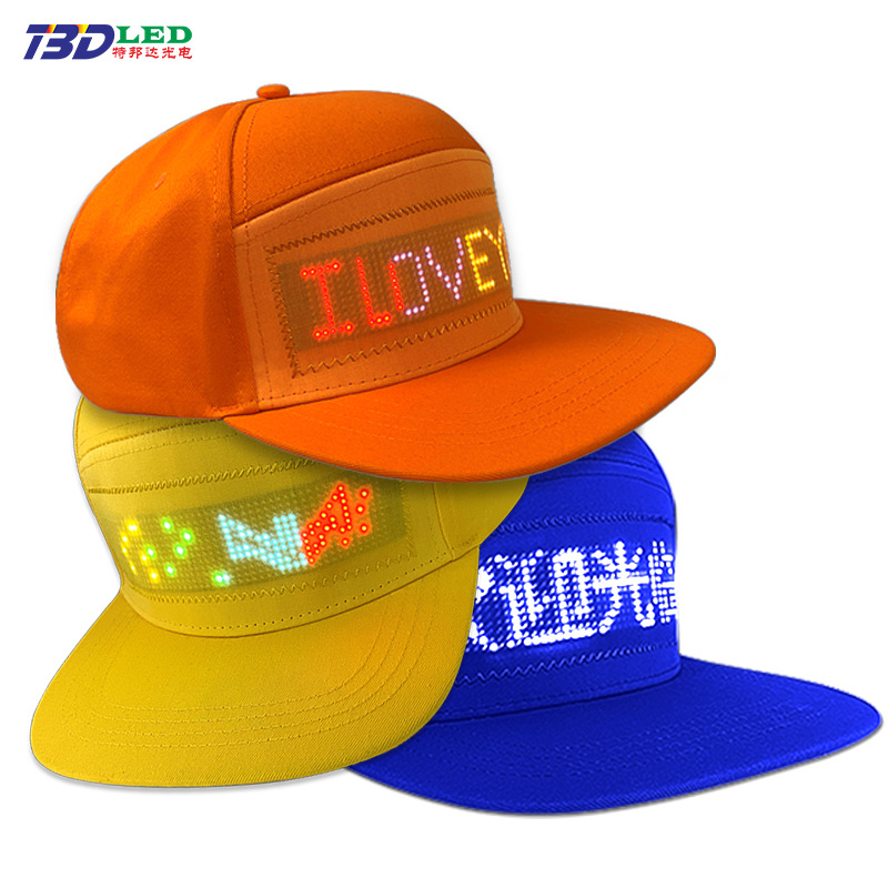 LED Light-Up Hats, LED Advertising Hats Controlled via Smartphone, Wireless-Controlled Cotton LED Hats