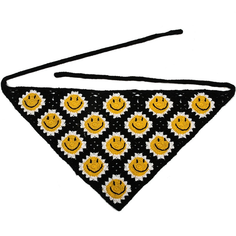 Kenjie headband hand-woven daisy triangle headband hair accessory for women with floral and fruit motifs