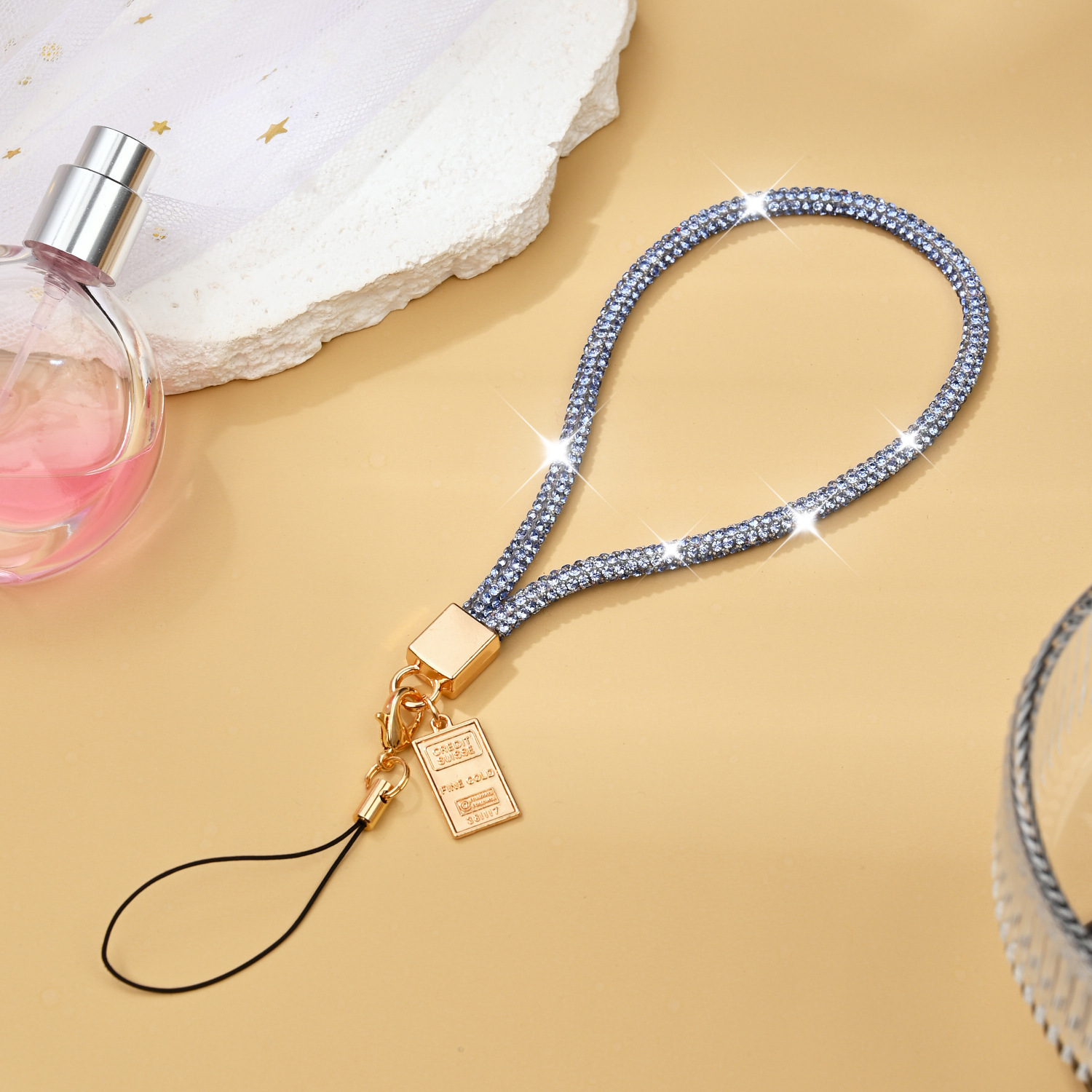 Luxury women rhinestone phone lanyard phone chain short phone pendant hanging chain wrist rope