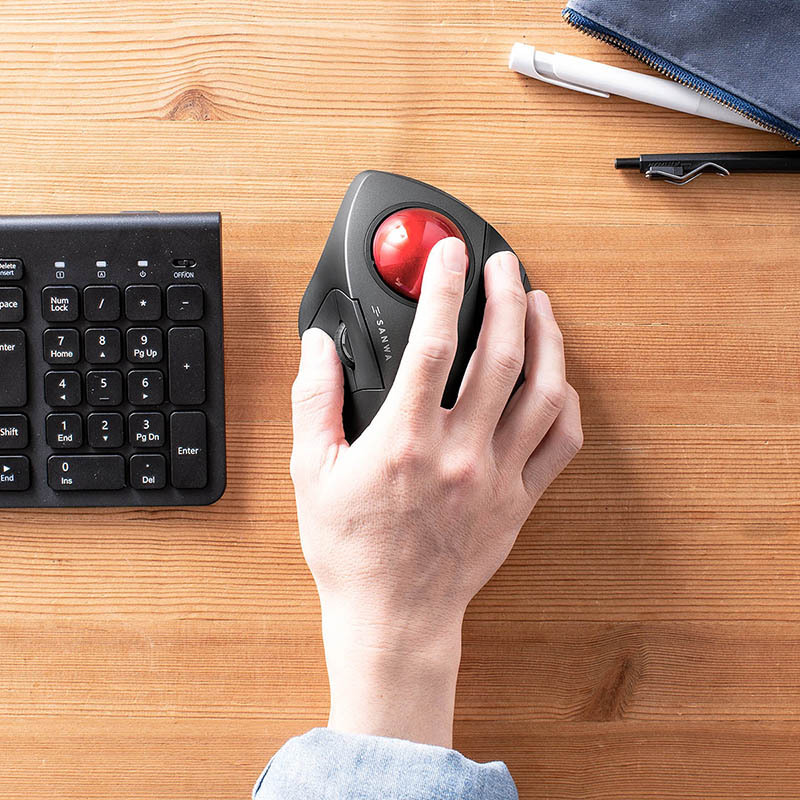 Japan SANWA trackball dual mode silent wireless mouse ergonomic vertical drawing CAD GMAT TB137
