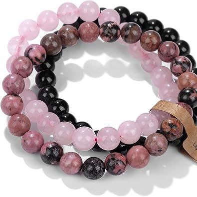 Colorful Natural Stone Semi-Precious Gemstone Bracelet Pink Zebra Yellow Tiger Beaded Bracelet Unisex