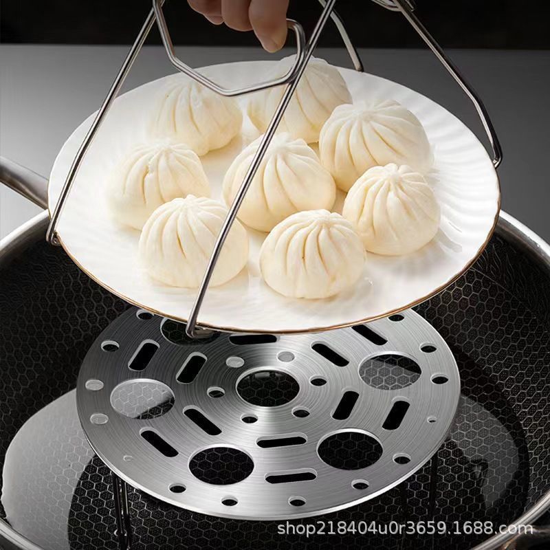 Thickened stainless steel steaming rack household egg steaming multi-function water steaming rack high and low feet pot rack steamer grid steamer basket steamer