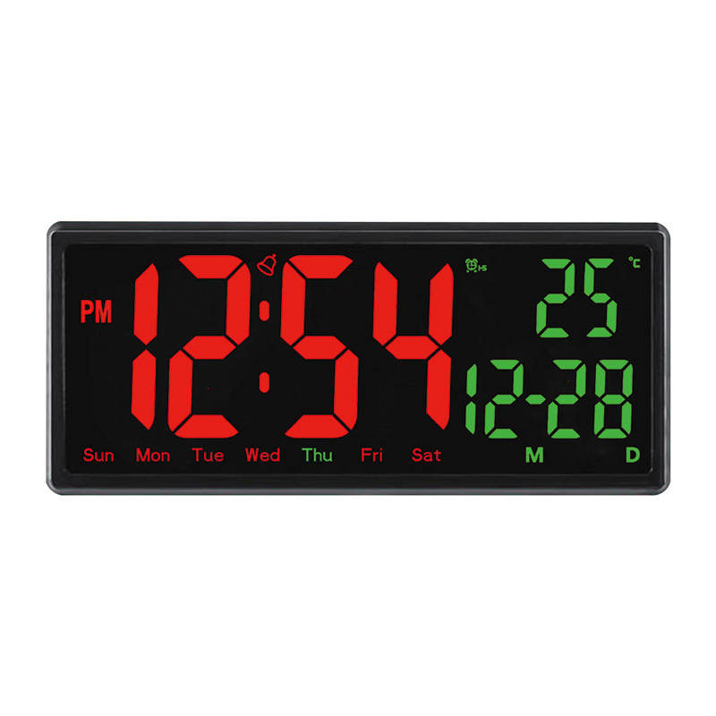 High-definition large font LED large screen digital electronic clock home living room perpetual calendar hanging standing 2-in-1 clock night light alarm clock